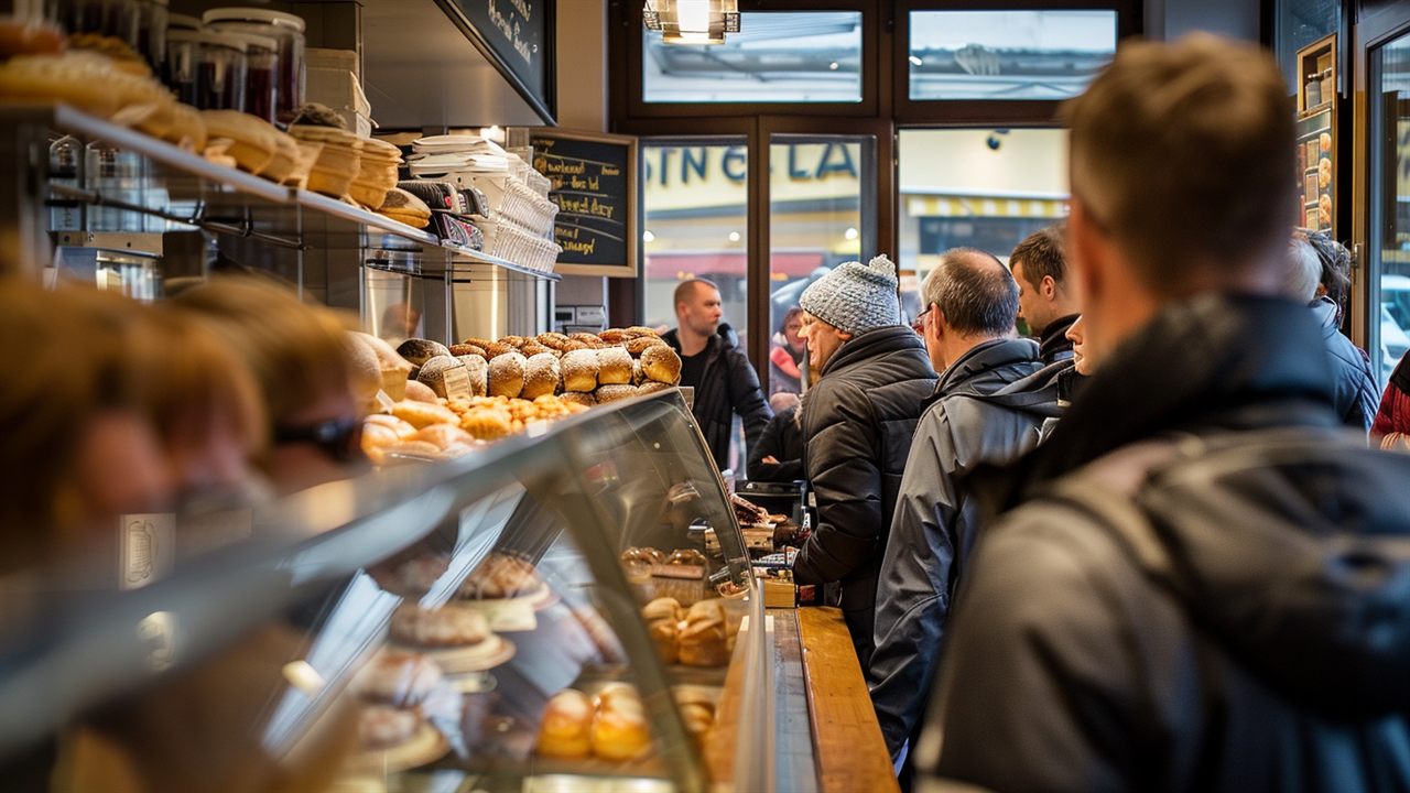 Warteschlange in der Bäckerei